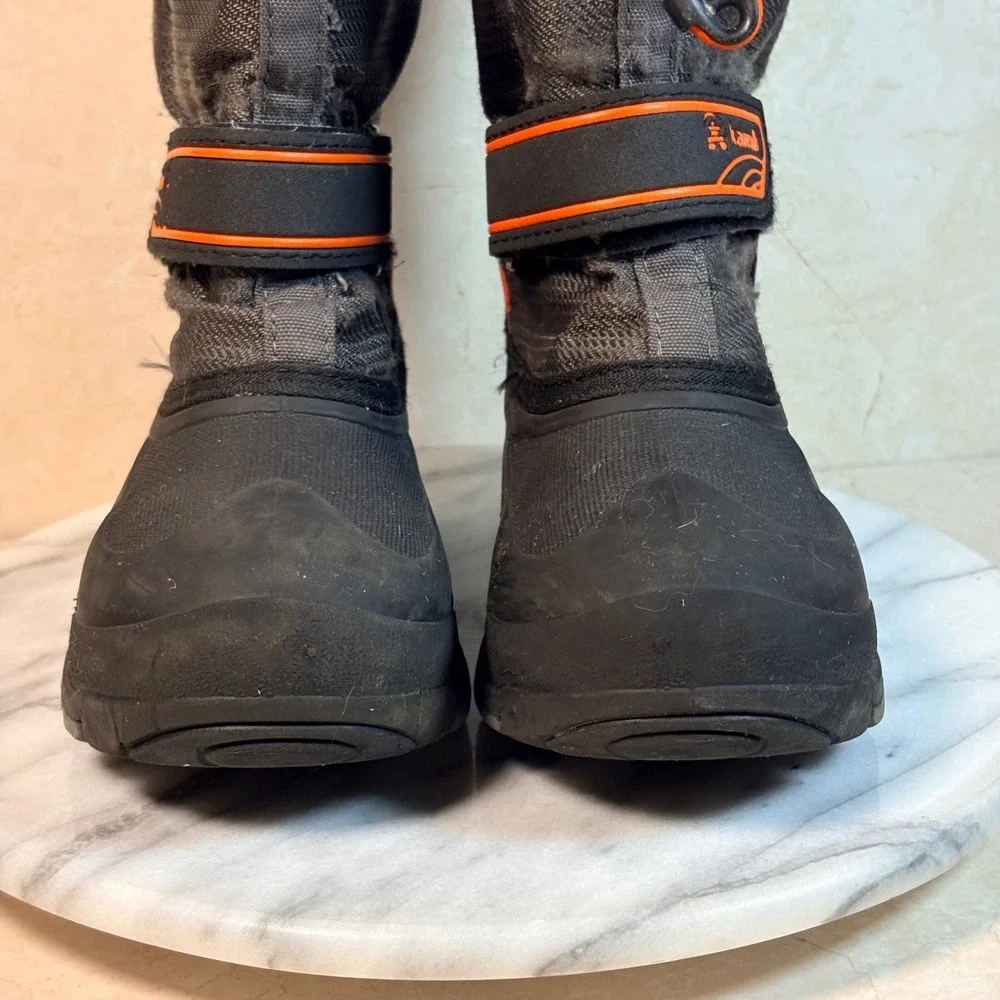 Kamik‎ Kids Waterproof Snow Boots Charcoal Grey Orange Insulated Size 1 Winter